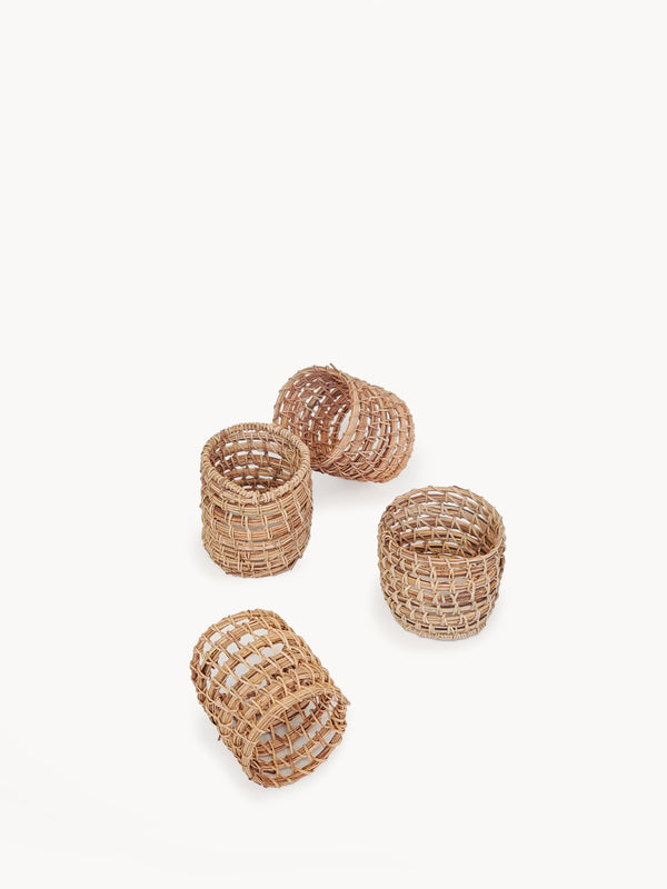 Woven Palm Fiber Napkin Ring - Natural (Set of 4)