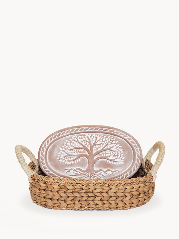 Bread Warmer & Basket - Tree of Life Oval