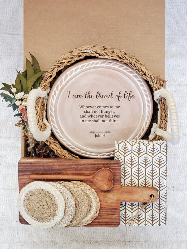 Bread Warmer Gift Box With Wooden Board and Spoon - Bible Round