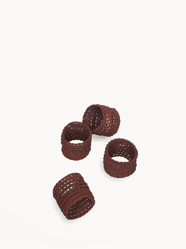 Woven Palm Fiber Napkin Ring - Brown (Set of 4)