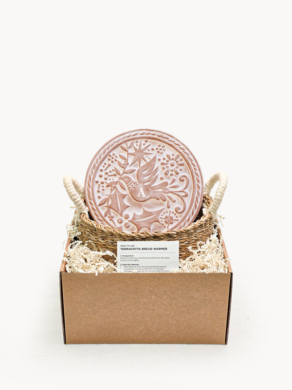 Monogrammed Bread Warmer & Basket - Bird Round