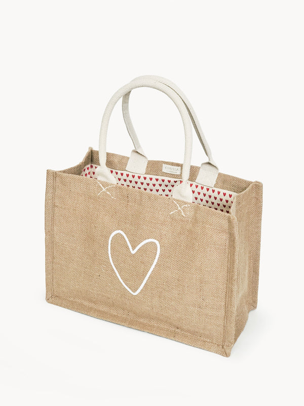 Jute Canvas Shopping Bag - Love