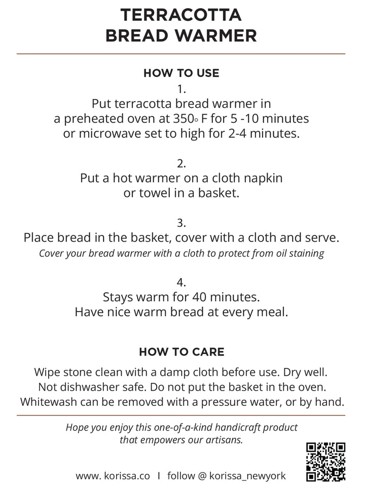 Terracotta bread warmer instruction