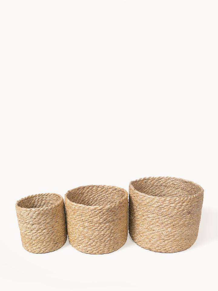  Choose from three sizes to fit your needs. Each bin is beautifully and sustainably made using natural jute.