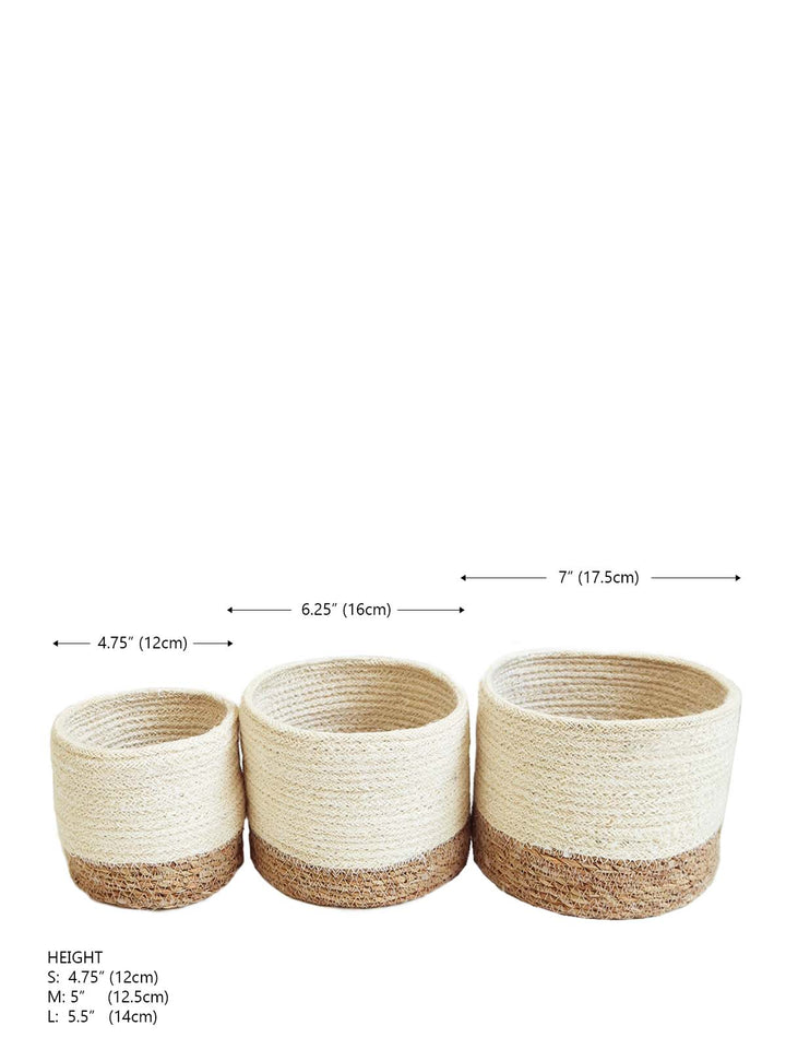 Choose from three sizes to fit your needs. Each bin is beautifully and sustainably made using natural seagrass and jute.