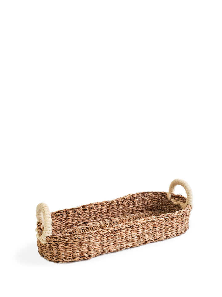 Serving bread basket with natural handles