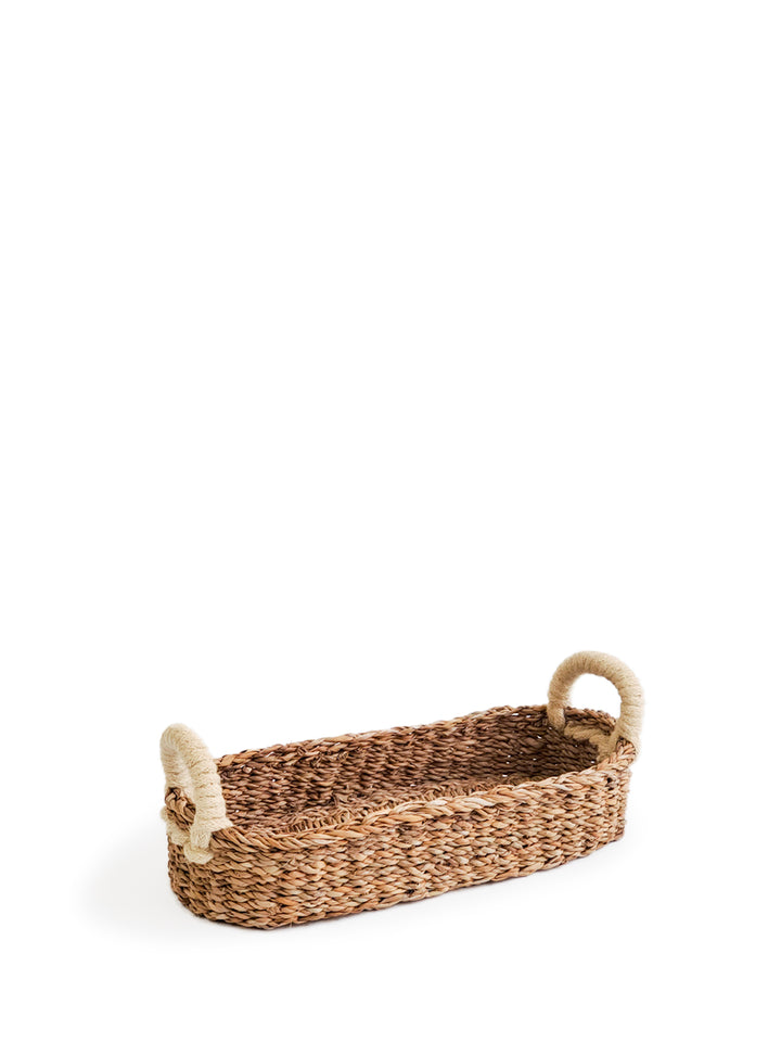 Serving bread basket with natural handle
