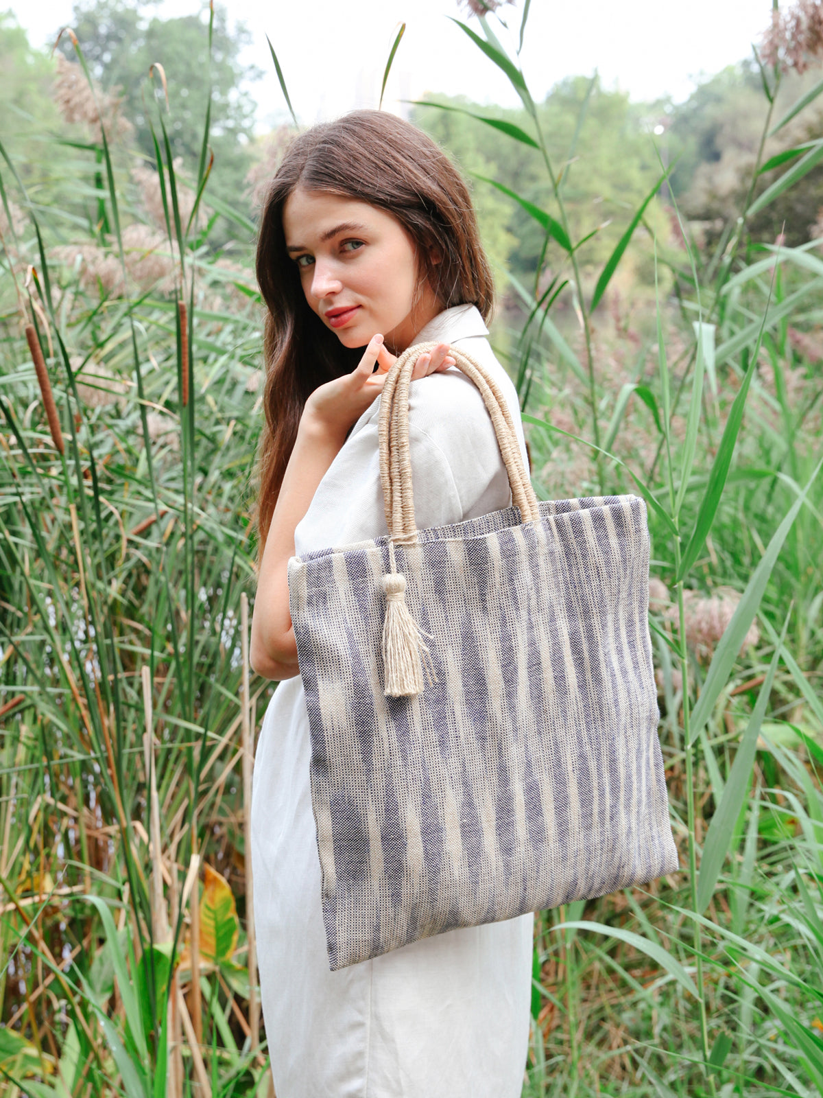 Hand Woven Jute Tote Bag by Fairtrade Artisans - KORISSA®