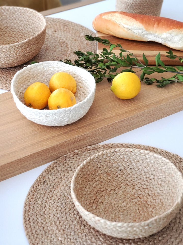 Kata Candy Bowl - Natural (Set of 4) are made with 100% natural raw jute - hand-dyed with natural color dye.